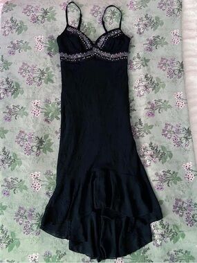 Vintage Rampage Black Floral Textured Sequin Embellished Midi Length Dress 🖤🥀